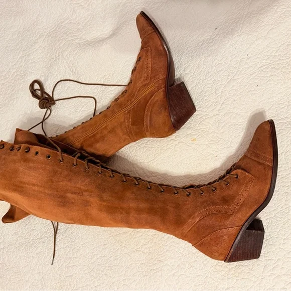 Jeffrey Campbell Sz 9 Free People Brown Tall Lace Up Boots - Picture 16 of 16